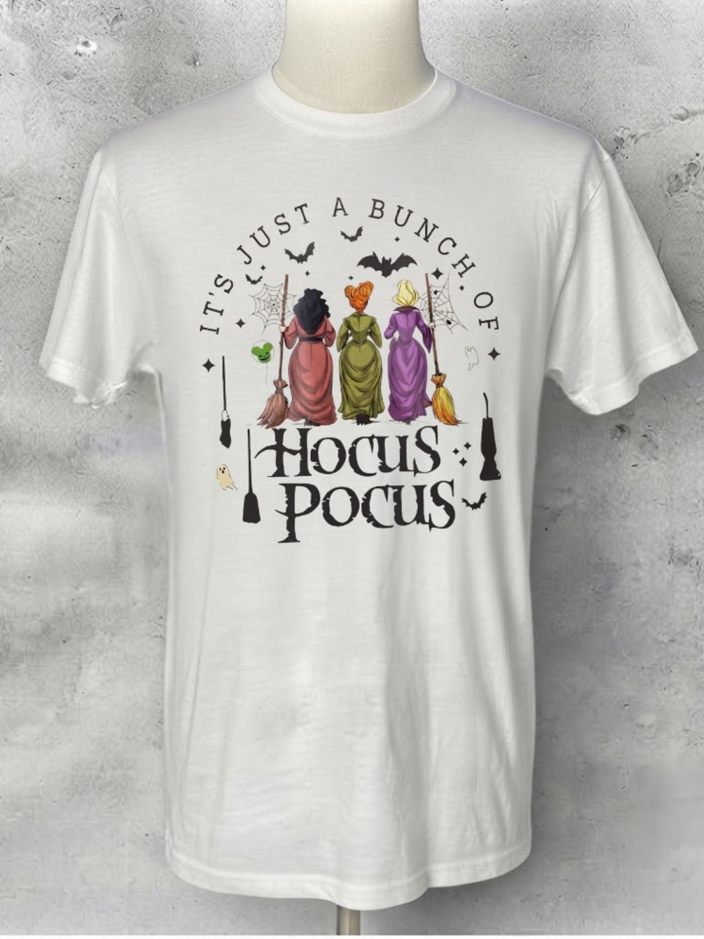 It's Just A Bunch Of Hocus Pocus Sanderson Sisters Witches Brooms Vintage T-shir